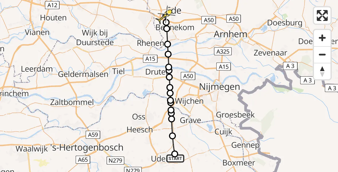 Routekaart van de vlucht: Lifeliner 3 naar Lukkien Heliport, Achter-Oventje