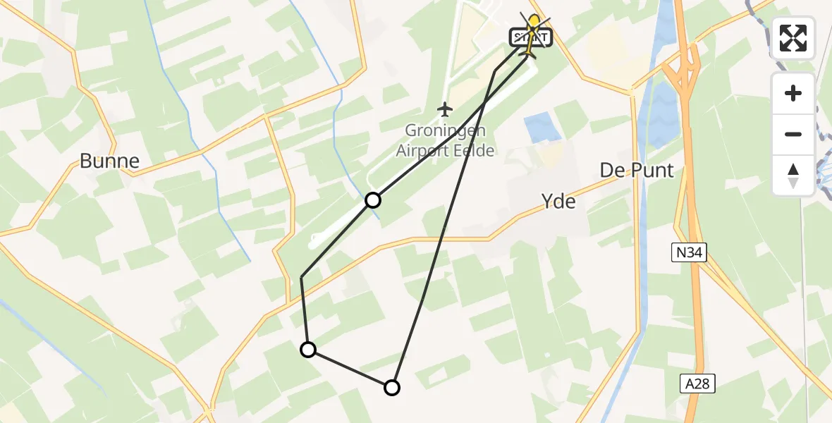Routekaart van de vlucht: Lifeliner 4 naar Groningen Airport Eelde, Moespot