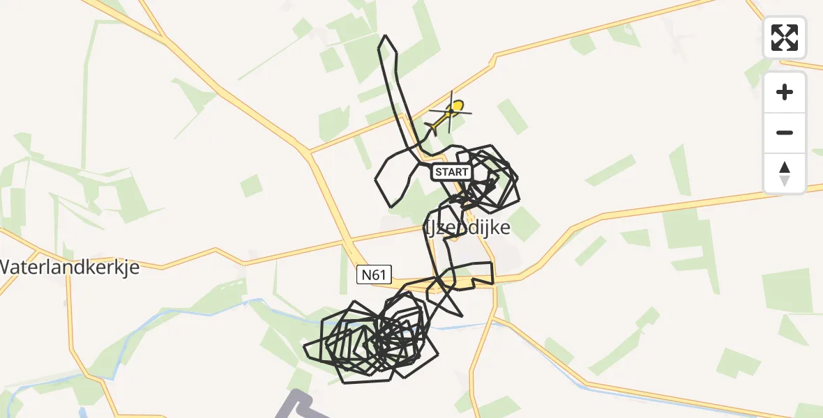 Routekaart van de vlucht: Politieheli naar IJzendijke, Nieuwedijk