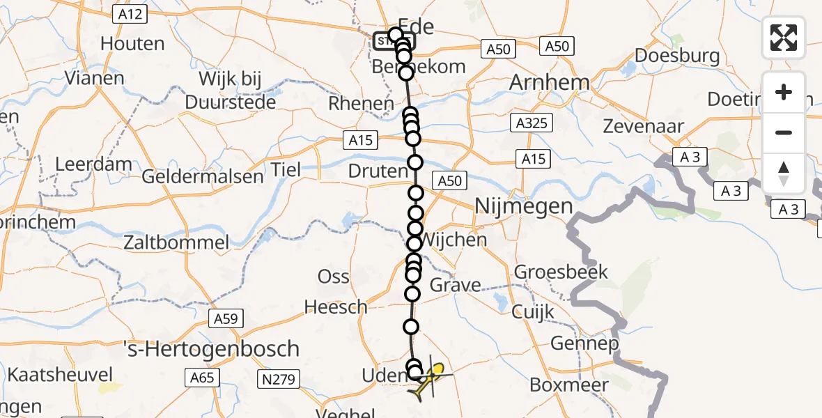 Routekaart van de vlucht: Lifeliner 3 naar Vliegbasis Volkel, Lorentzstraat