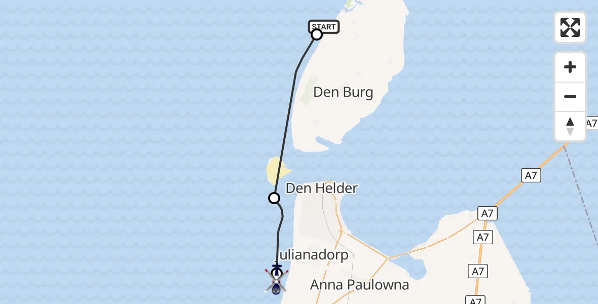 Vluchtroute Politiehelikopter De Cocksdorp - , 10 mei 2024, 10:27
