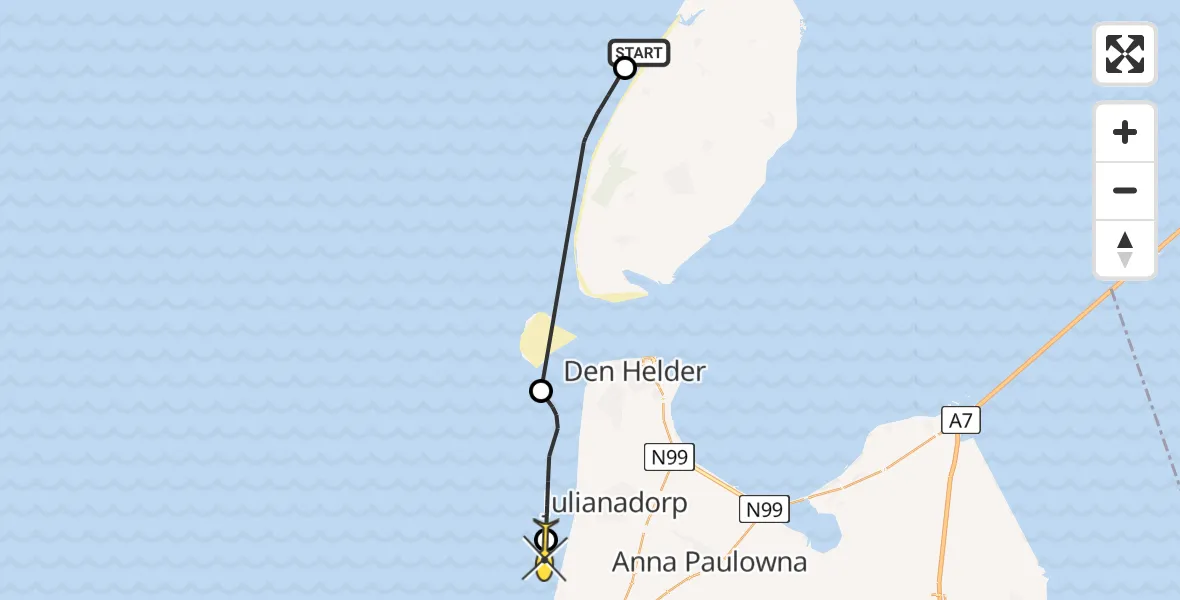 Routekaart van de vlucht: Politiehelikopter naar Badweg