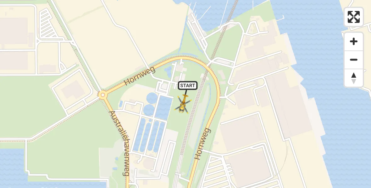 Vluchtroute Traumahelikopter van Amsterdam Heliport naar Amsterdam Heliport