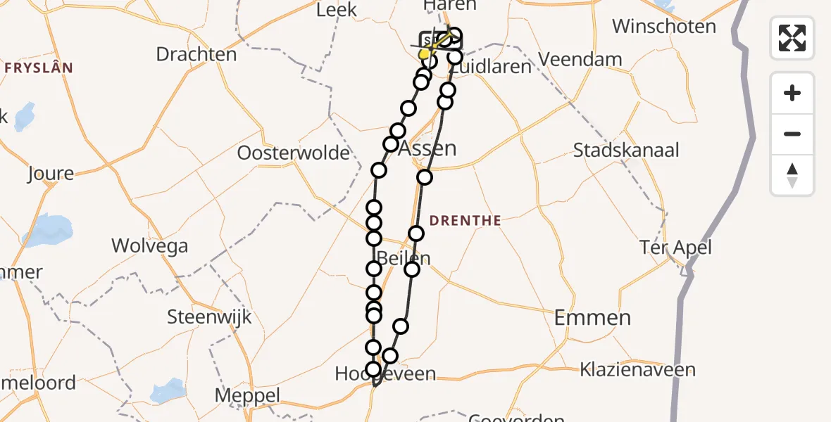 Routekaart van de vlucht: Lifeliner 4 naar Groningen Airport Eelde, Moespot