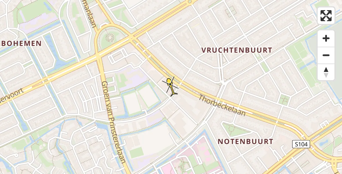 Routekaart van de vlucht: Traumahelikopter naar Den Haag