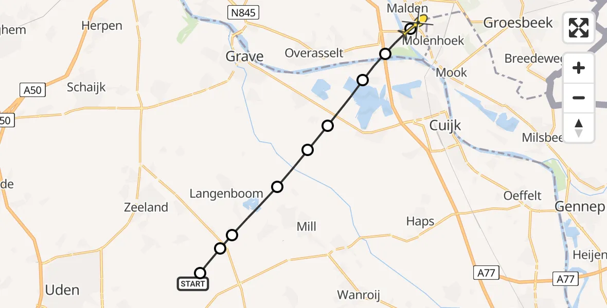 Routekaart van de vlucht: Lifeliner 3 naar Malden, Houtvennen