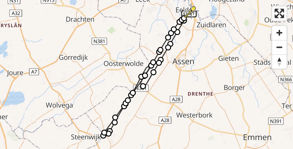 Routekaart van de vlucht: Lifeliner 4 naar Groningen Airport Eelde, Vissersweg