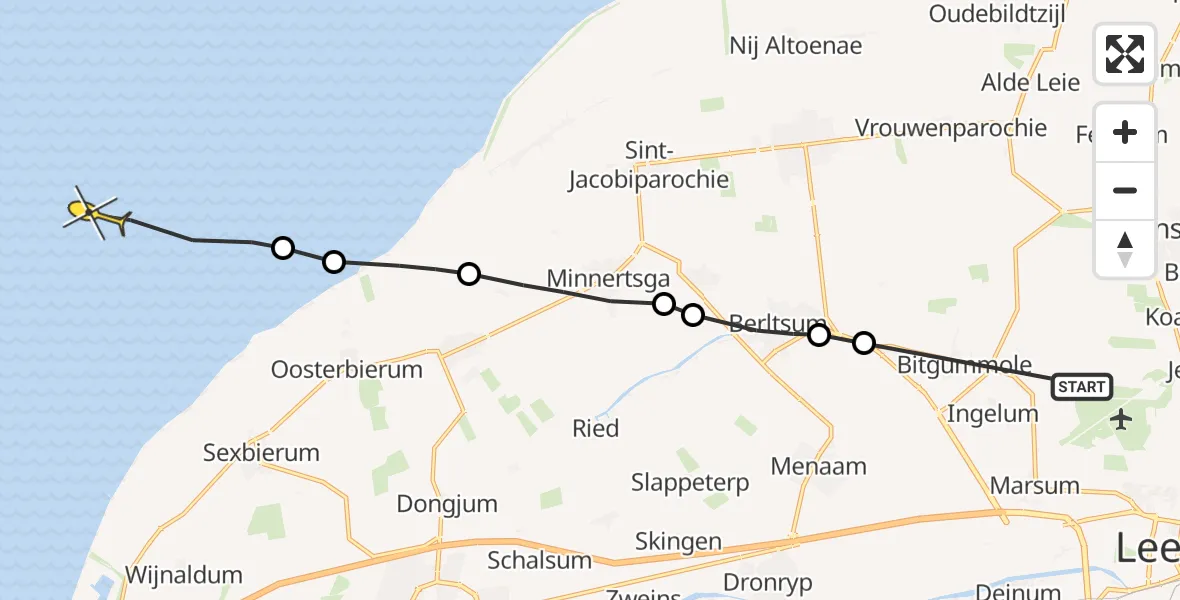 Routekaart van de vlucht: Ambulanceheli naar Formerum, Westergoawei