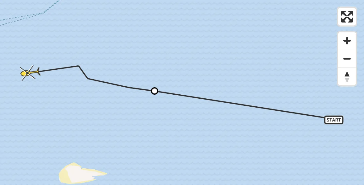 Routekaart van de vlucht: Ambulanceheli naar West-Terschelling