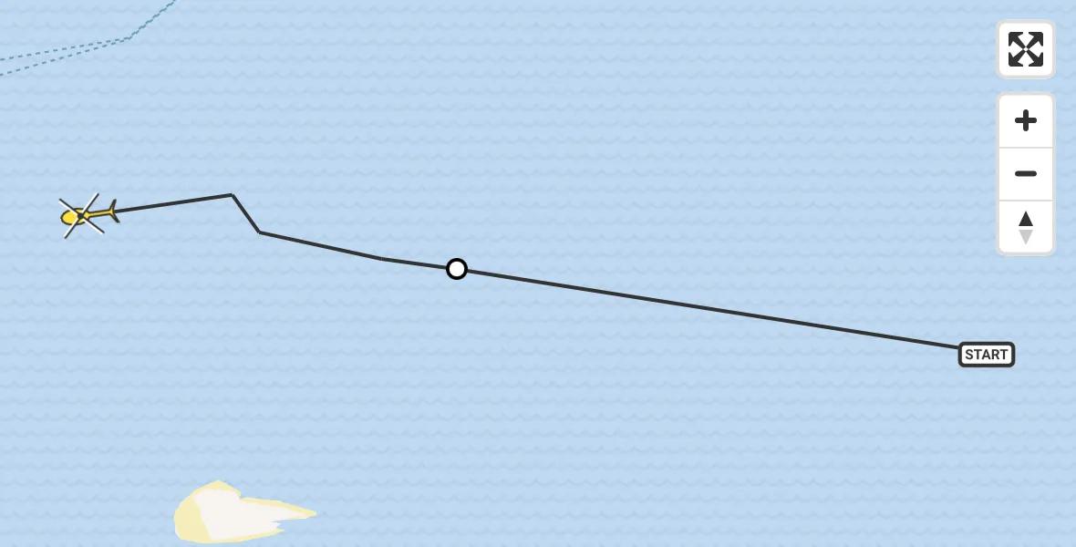 Routekaart van de vlucht: Ambulancehelikopter naar West-Terschelling