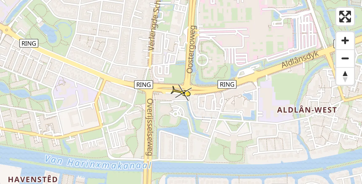 Vluchtroute Ambulancehelikopter van Leeuwarden naar Leeuwarden