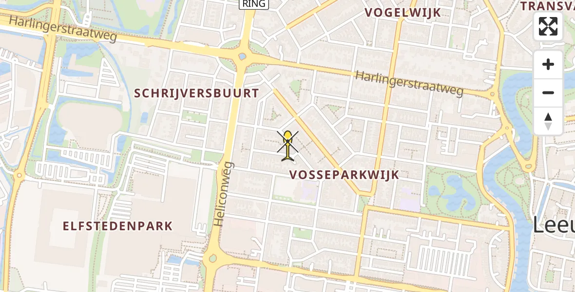 Vluchtroute Ambulancehelikopter van Leeuwarden naar Leeuwarden