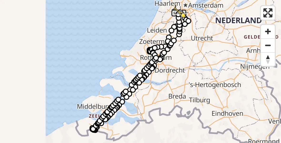 Vluchtroute Politiehelikopter van Schiphol naar Schiphol