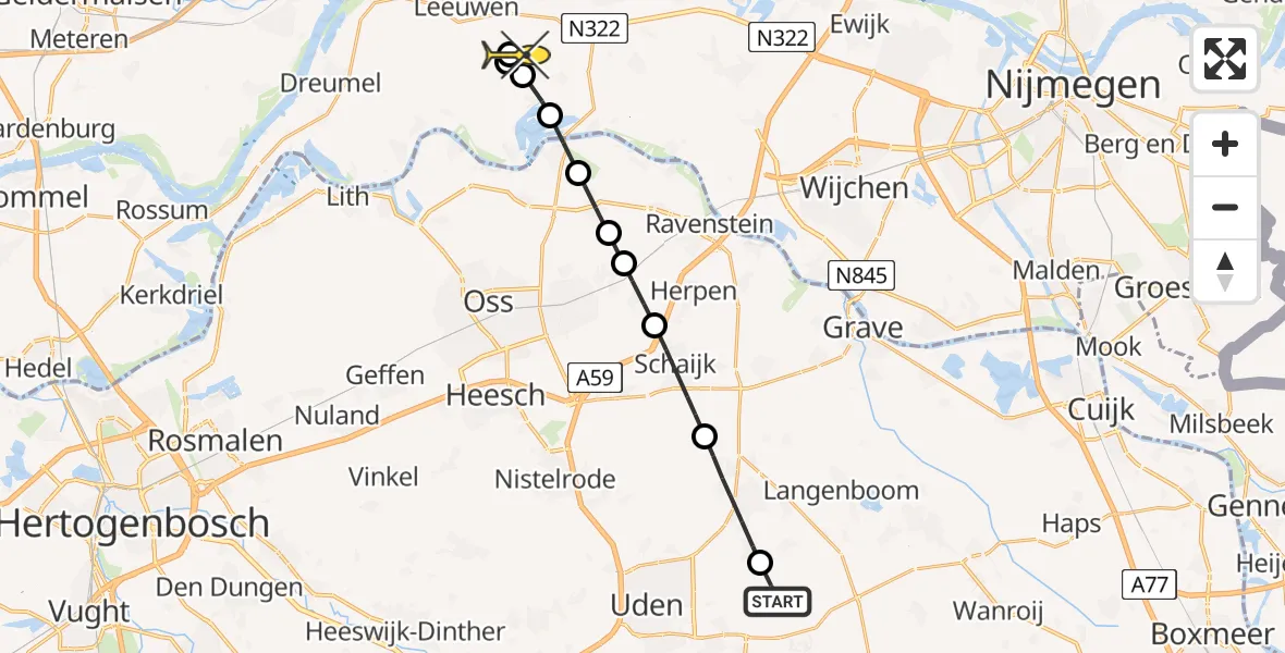 Routekaart van de vlucht: Lifeliner 3 naar Altforst, Bovenste Trent