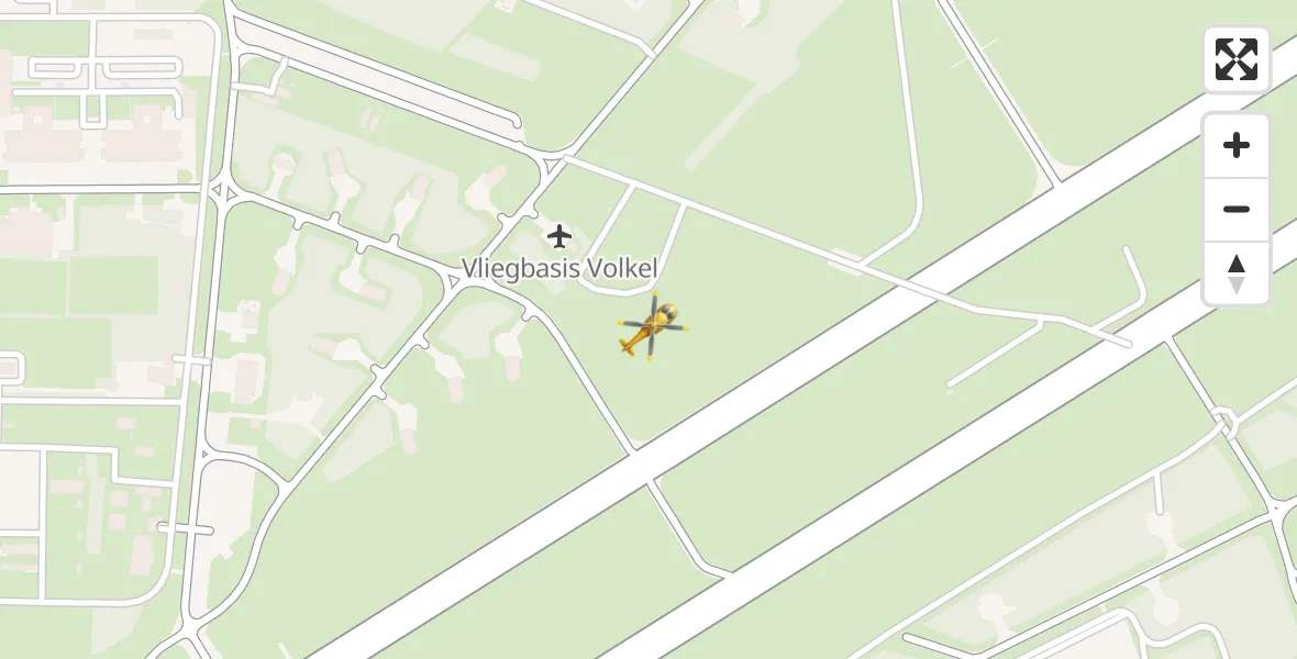 Vluchtroute Traumahelikopter van Vliegbasis Volkel naar Vliegbasis Volkel