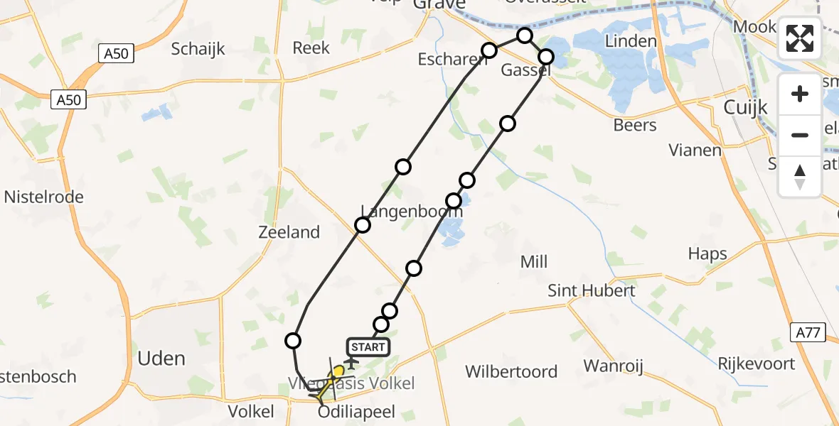 Routekaart van de vlucht: Lifeliner 3 naar Vliegbasis Volkel, Spoorweg