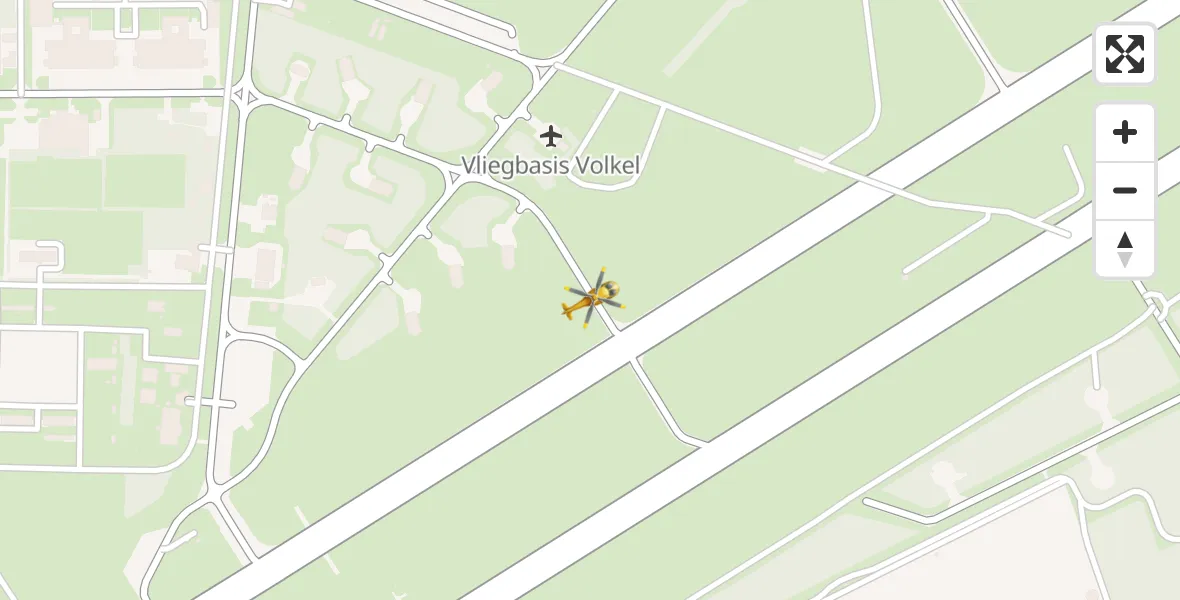 Vluchtroute Traumahelikopter van Vliegbasis Volkel naar Vliegbasis Volkel