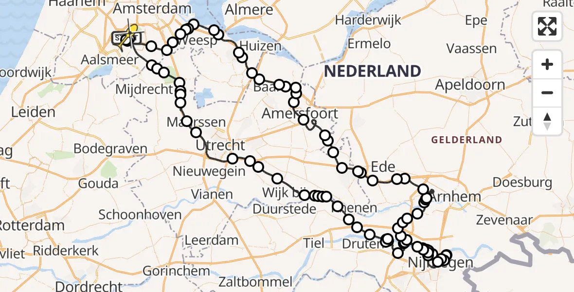 Routekaart van de vlucht: Politieheli naar Schiphol, Ringvaart-Schipholdijk