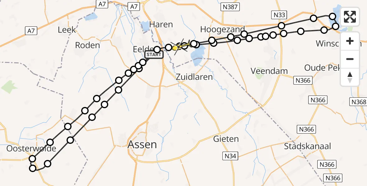 Routekaart van de vlucht: Lifeliner 4 naar Onnen, Lugtenbergerweg