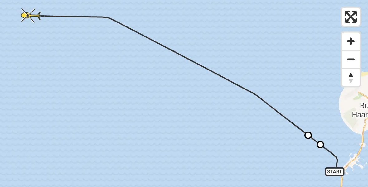 Routekaart van de vlucht: Kustwachthelikopter naar 