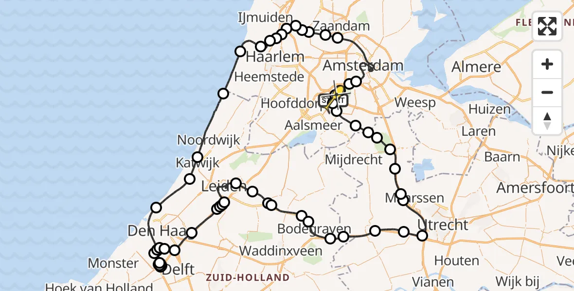 Routekaart van de vlucht: Politieheli naar Schiphol, Nieuwemeerdijk