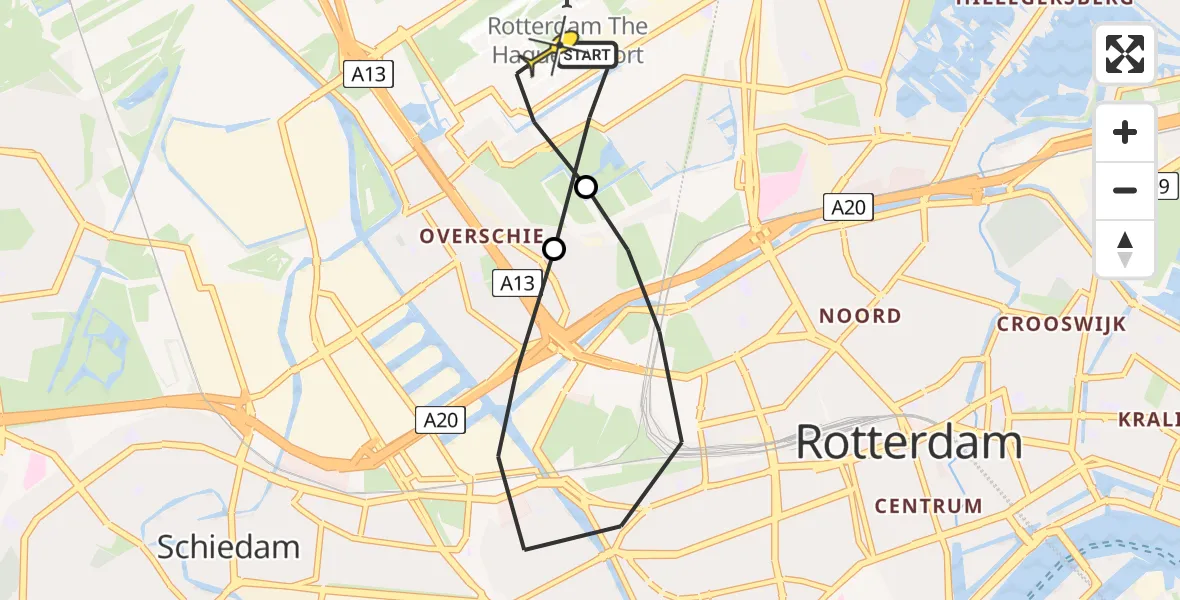 Routekaart van de vlucht: Lifeliner 2 naar Rotterdam The Hague Airport, Vennipperstraat