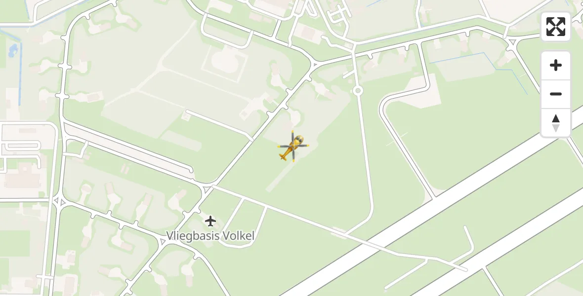 Vluchtroute Traumahelikopter van Vliegbasis Volkel naar Vliegbasis Volkel