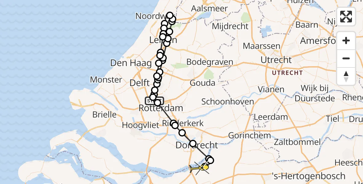 Routekaart van de vlucht: Lifeliner 2 naar Lage Zwaluwe, Singerstraat
