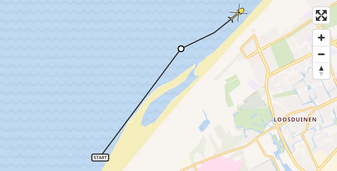 Routekaart van de vlucht: Politiehelikopter naar Den Haag, Zuiderstrand