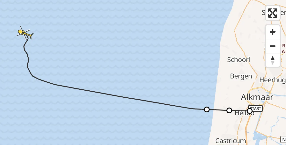 Routekaart van de vlucht: Kustwachthelikopter naar Laanenderweg