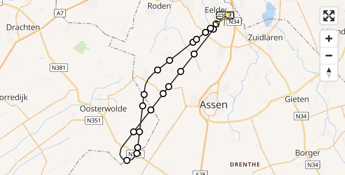 Routekaart van de vlucht: Lifeliner 4 naar Groningen Airport Eelde, Lugtenbergerweg