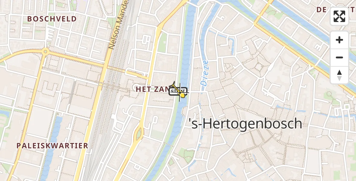 Routekaart van de vlucht: Traumahelikopter naar 's-Hertogenbosch, Visstraat