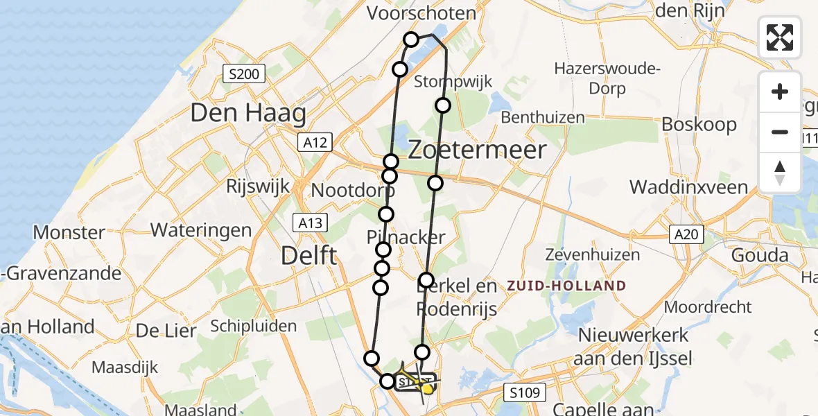 Routekaart van de vlucht: Lifeliner 2 naar Rotterdam The Hague Airport, Nieuwe Bovendijk