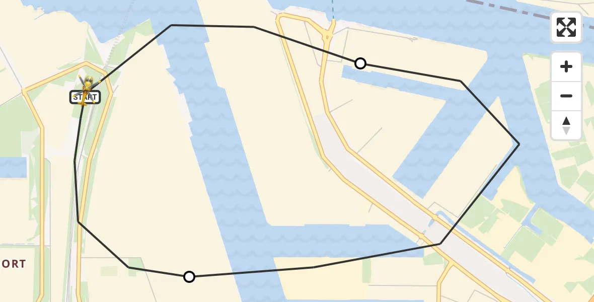 Routekaart van de vlucht: Lifeliner 1 naar Amsterdam Heliport, Westhavenweg
