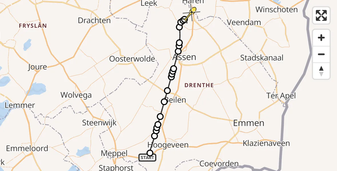 Routekaart van de vlucht: Lifeliner 4 naar Groningen Airport Eelde, Vaartpad