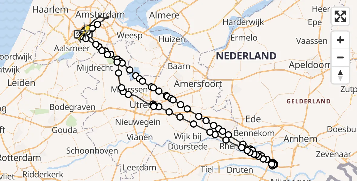 Routekaart van de vlucht: Politieheli naar Schiphol, Westerkimweg