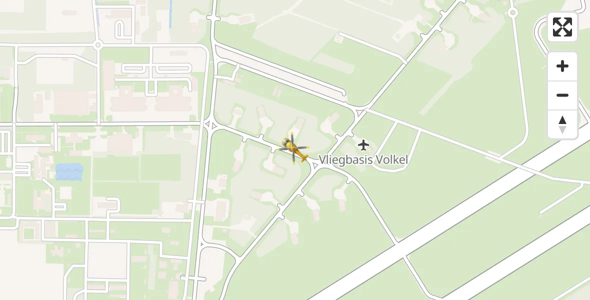 Vluchtroute Traumahelikopter van Vliegbasis Volkel naar Vliegbasis Volkel