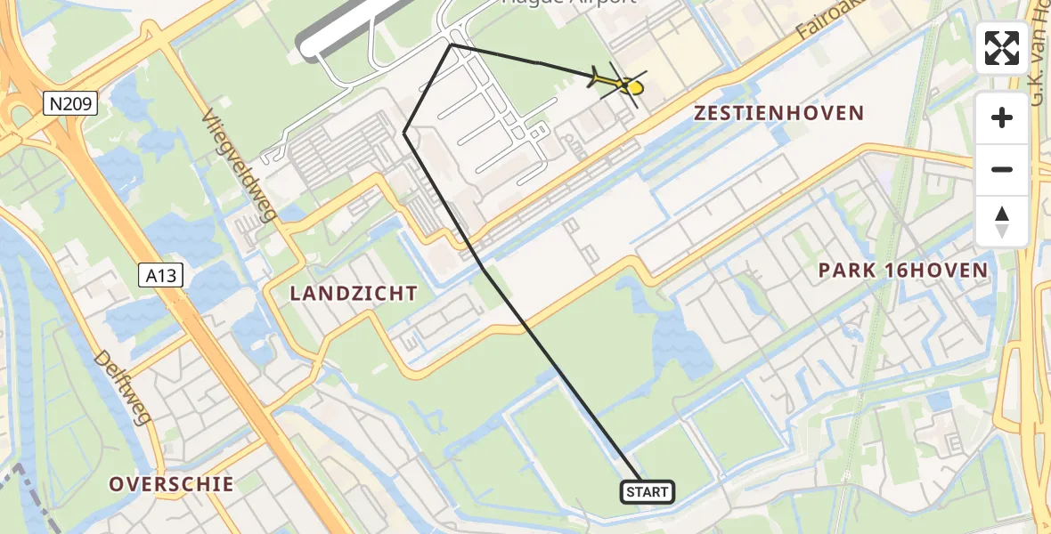 Routekaart van de vlucht: Lifeliner 2 naar Rotterdam The Hague Airport, Rotterdam Airportplein
