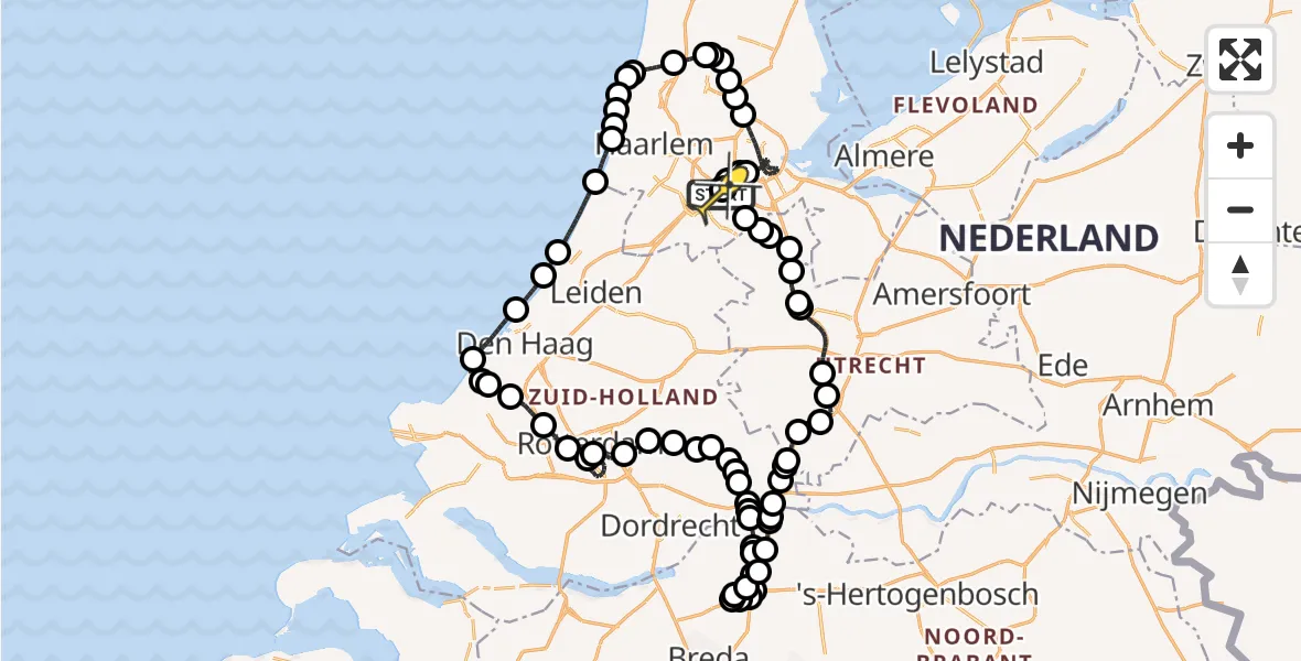 Routekaart van de vlucht: Politieheli naar Schiphol, Nieuwemeerdijk