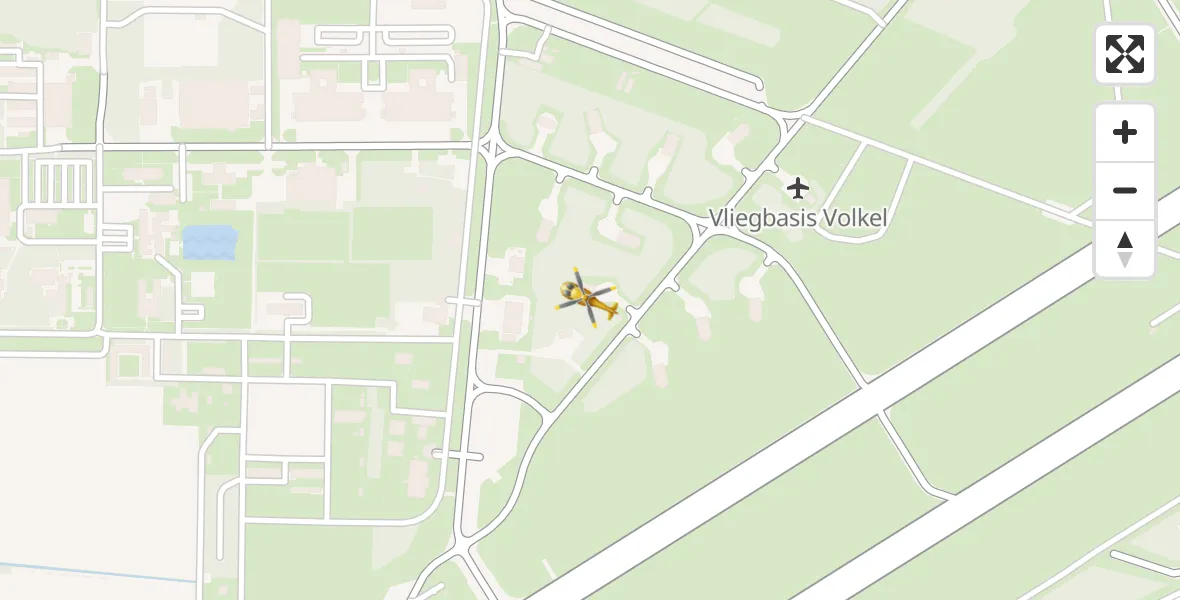 Vluchtroute Traumahelikopter van Vliegbasis Volkel naar Vliegbasis Volkel