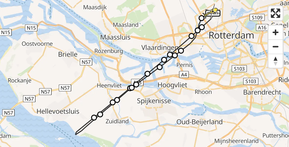 Routekaart van de vlucht: Lifeliner 2 naar Rotterdam The Hague Airport, Deelenpad