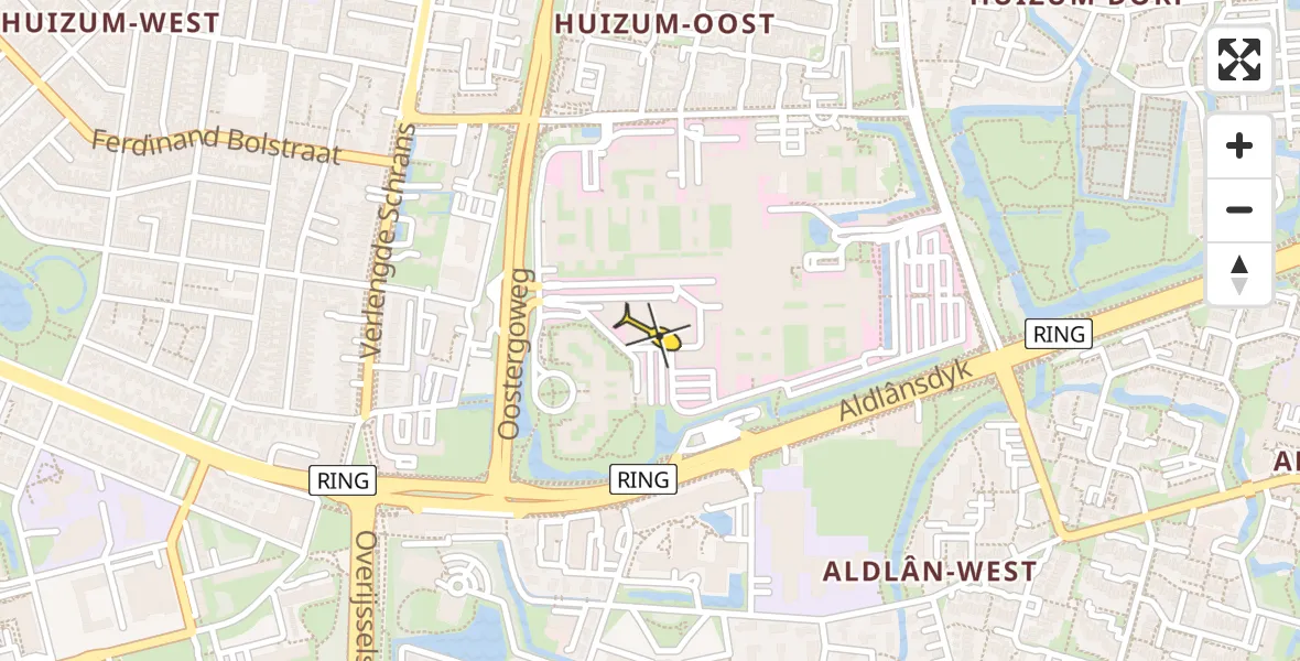 Vluchtroute Ambulancehelikopter van Leeuwarden naar Leeuwarden