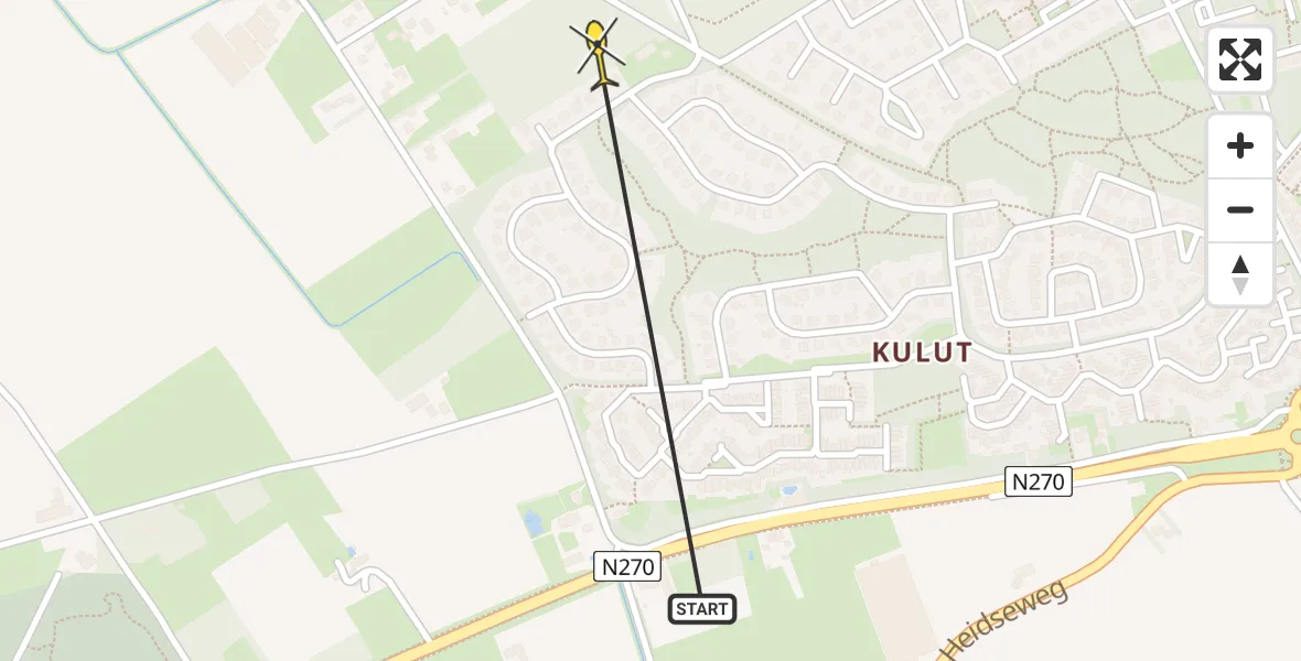 Routekaart van de vlucht: Traumahelikopter naar Venray, Feldberglaan