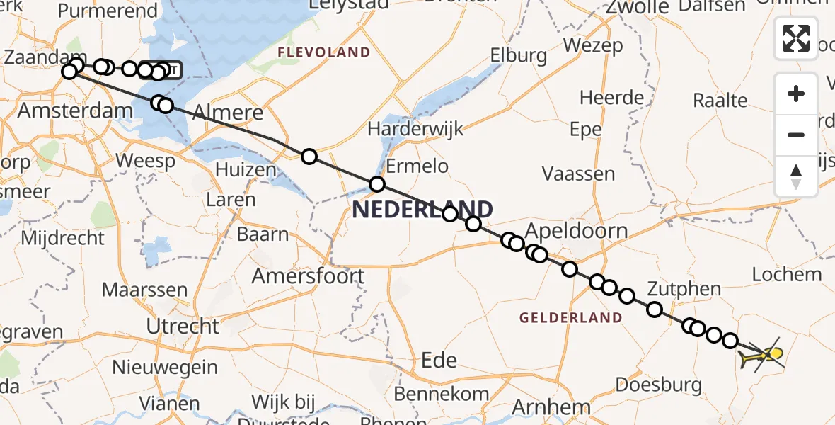 Routekaart van de vlucht: Lifeliner 1 naar Hengelo (Gld), Bijenven