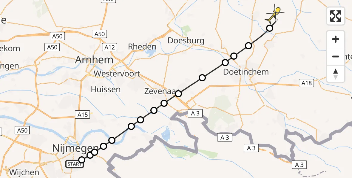 Routekaart van de vlucht: Lifeliner 3 naar Hengelo (Gld), Postweg