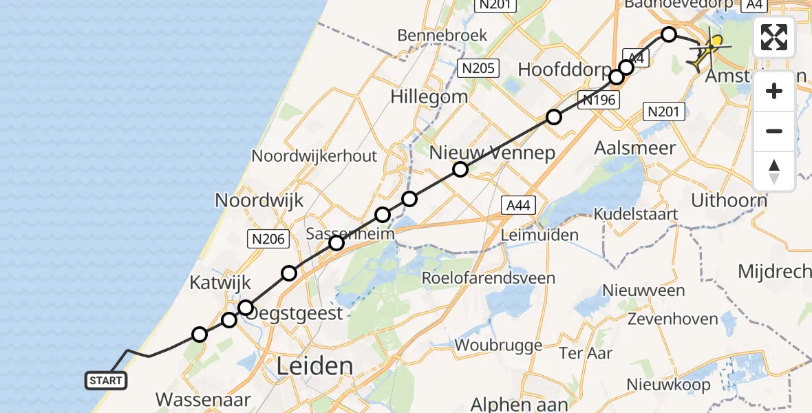 Routekaart van de vlucht: Politieheli naar Schiphol, De Wassenaarse Slag