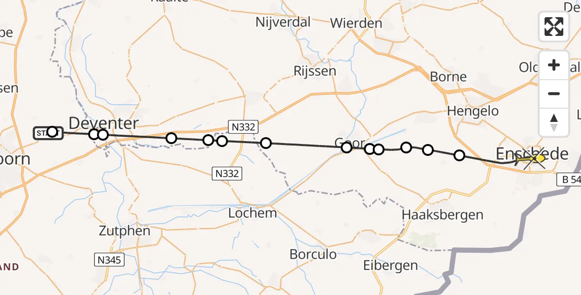 Routekaart van de vlucht: Lifeliner 1 naar Enschede, Quabbenburgerweg