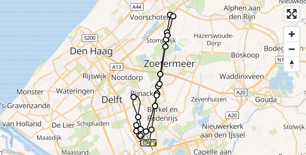 Routekaart van de vlucht: Lifeliner 2 naar Rotterdam The Hague Airport, Landscheiding