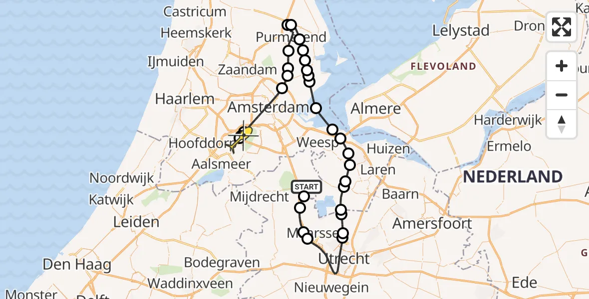 Routekaart van de vlucht: Politieheli naar Schiphol, Provincialeweg