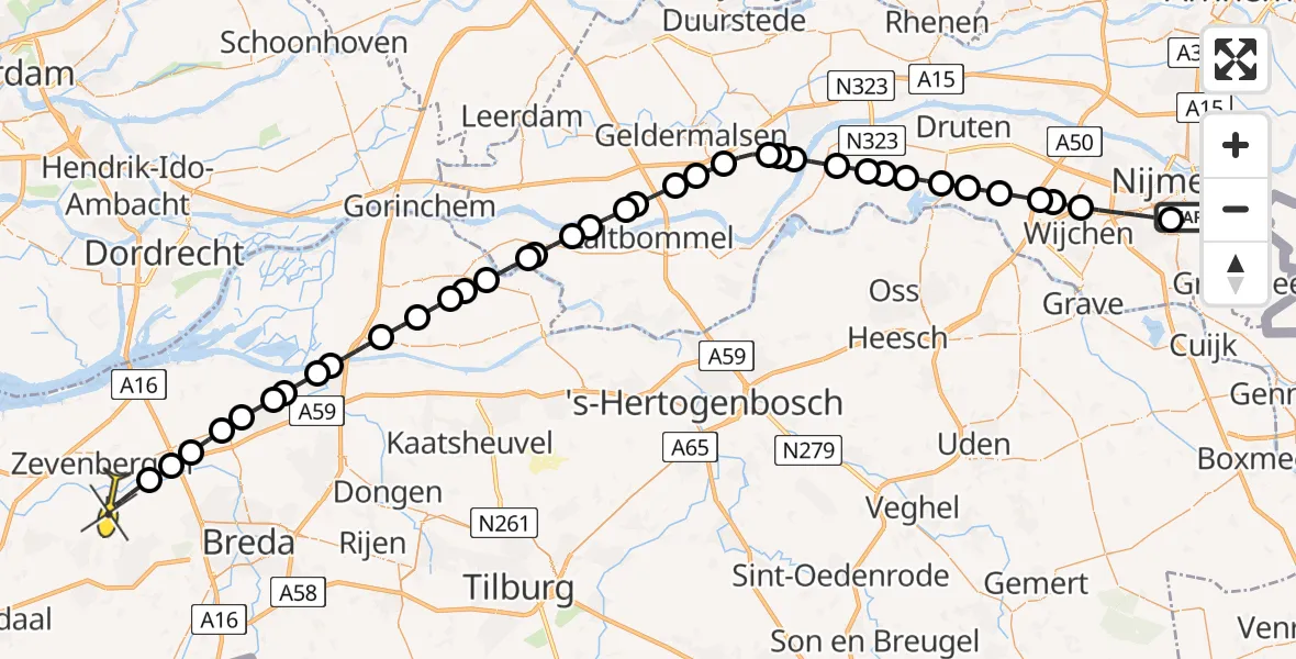 Routekaart van de vlucht: Lifeliner 2 naar Etten-Leur, Geert Grooteplein Zuid